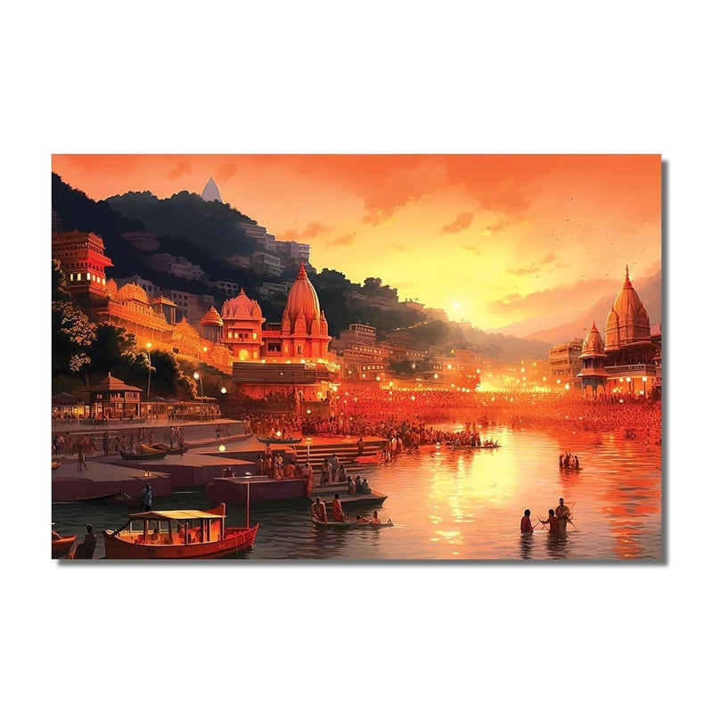 Anaadi Haridwar Ganga Ghat Photo Poster For Home Office Decoration 12x18 Inch - Image 1