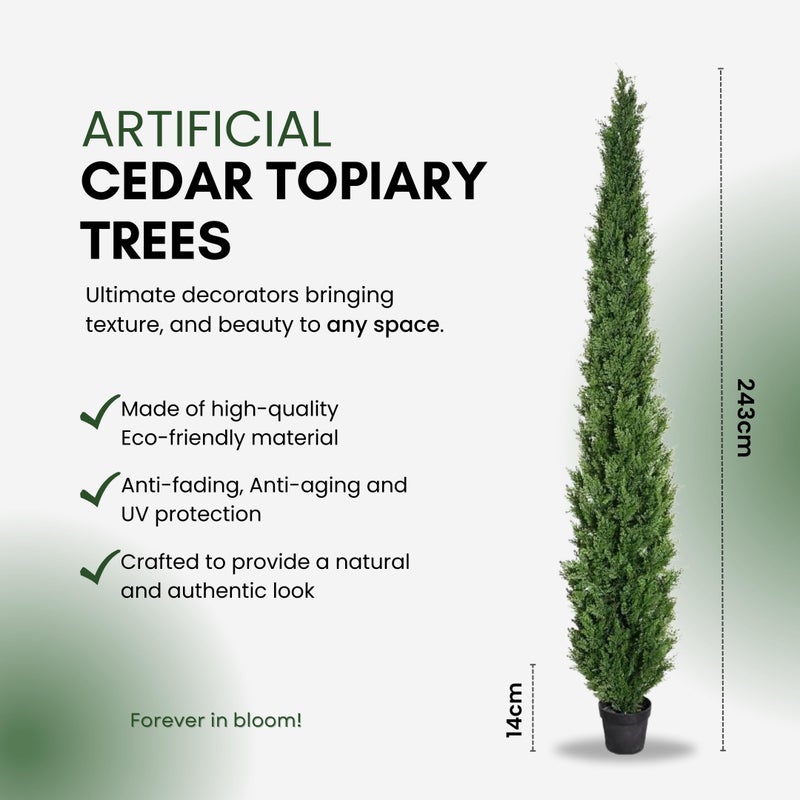 Artificial Home Decor 8 Feet Pre-Potted Evergreen Outdoor Artificial Cedar Tree for Front Porch Decor, Outdoor Entryway Decor Fake Tree, Tall Faux Tree with UV Resistant Coating (1 Pack) - Image 2