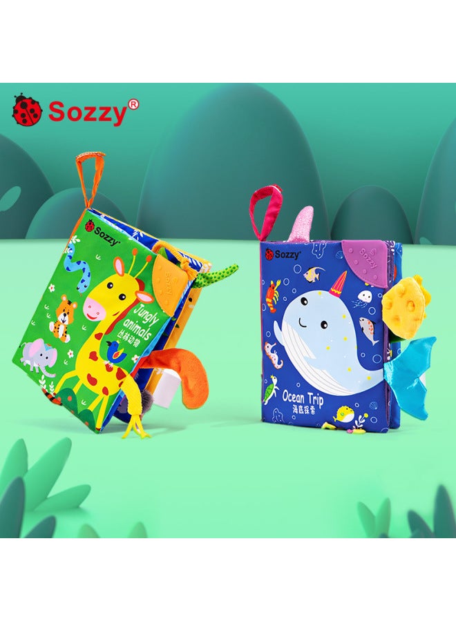 Sozzy Baby Early Education Cloth Book Baby Tear Tail Cloth Book Cloth Book Baby Toy 0-1 Year Old Puzzle-Specifications:Dinosaur Family Tail Cloth Book-Chinese And English  - Image 2