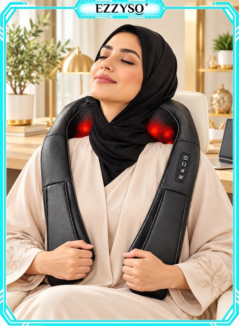 إيزي سو جهاز تدليك الرقبة والكتفين EzzySo مع تدفئة، وتدليك عميق بالعجن بتقنية الشياتسو، و3 إعدادات للسرعة، وأحزمة قابلة للتعديل للرقبة والظهر والساقين والقدمين، للاستخدام في المنزل والسيارة - Image 2