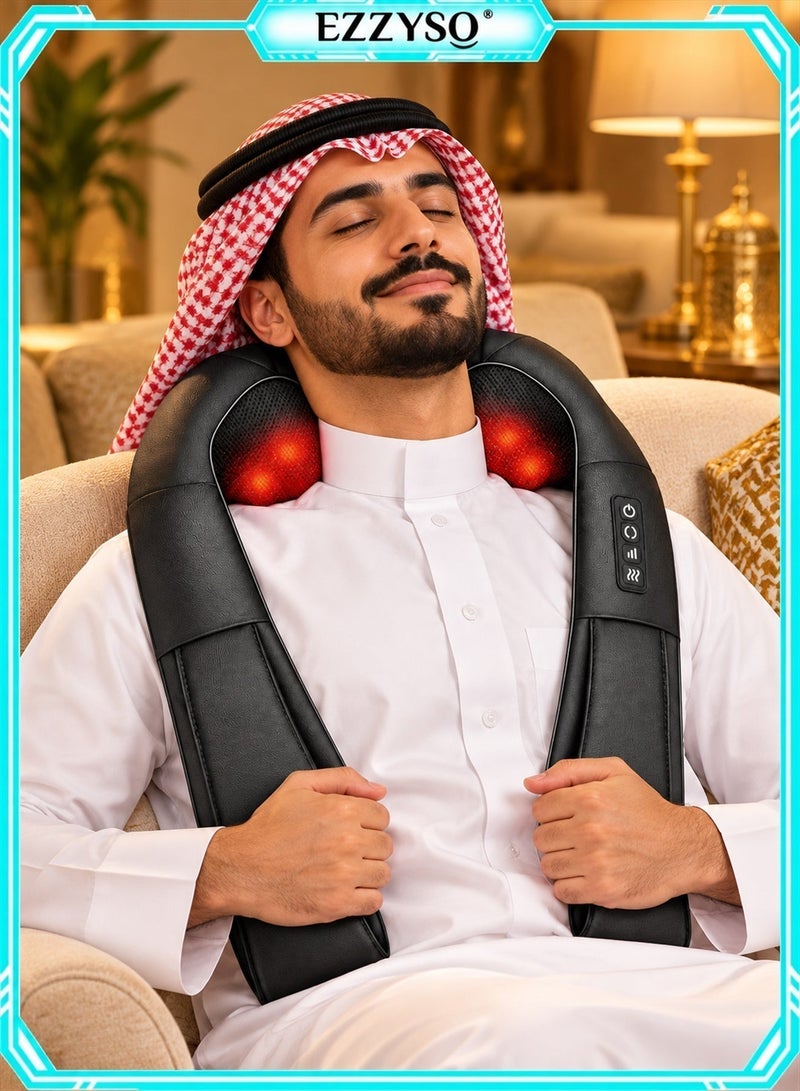 إيزي سو جهاز تدليك الرقبة والكتفين EzzySo مع تدفئة، وتدليك عميق بالعجن بتقنية الشياتسو، و3 إعدادات للسرعة، وأحزمة قابلة للتعديل للرقبة والظهر والساقين والقدمين، للاستخدام في المنزل والسيارة - Image 1