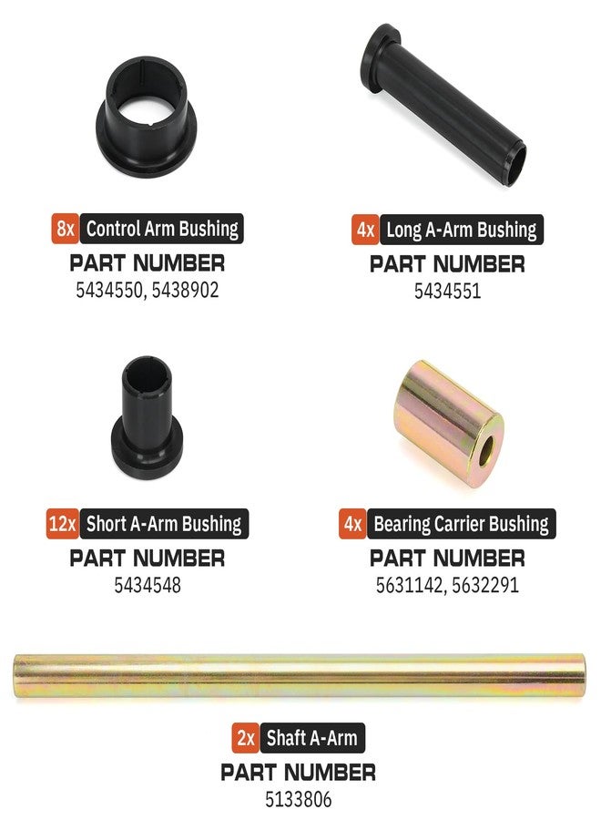 FQRANBO Rear Left and Right A-Arm Bushing Shafts Kit Replacement for Polaris Sportsman 400 450 500 600 700 800 Replace # 5020826 5434548 5434551 5133806 5434550 - Image 2