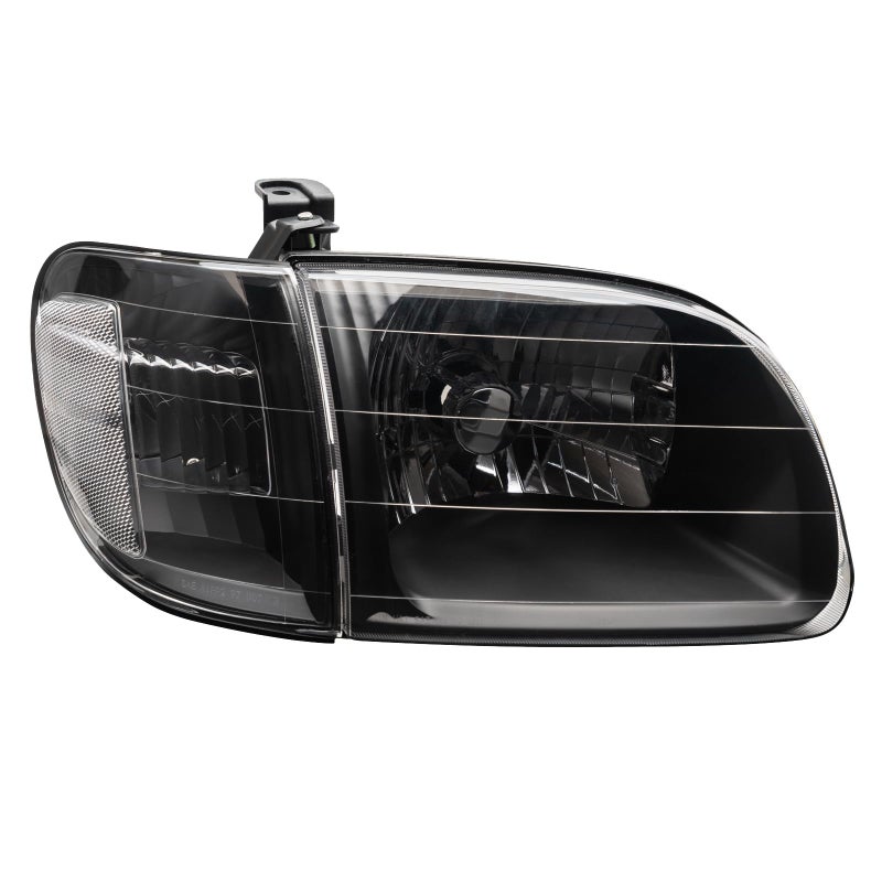APSVE 4Pcs Black Clear Lens Headlights + Parking Lights Corner Lamps Assembly Fits 2000 2001 2002 2003 2004 Toyota Tundra Regula/Access Cab Halogen Head Lights L+ R, Replace# TO2530135, TO2531135 - Image 2