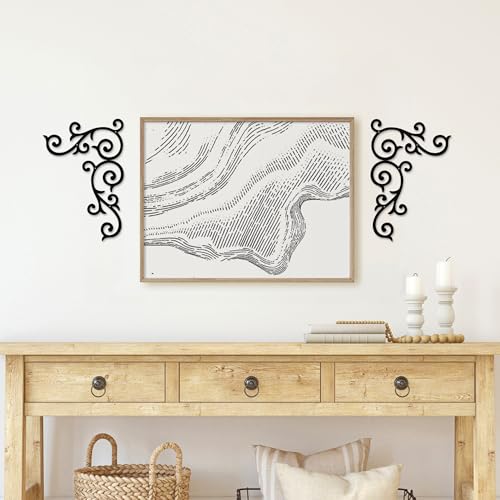 Rajukit Metal Scroll Wall Decor Set of 4 – Antique Wrought Iron Wall Medallion, Traditional Scroll Art Accent for Above Door, Front Porch, Hallway, Living Room – Rustic Horizontal Metal Wall Art, Indoor/Outdoor & Gift-Ready - Image 5