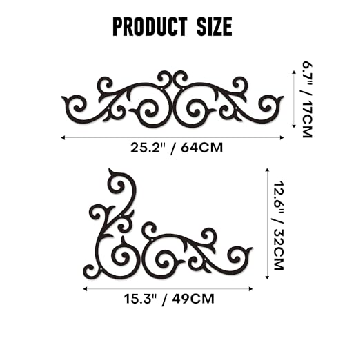 Rajukit Metal Scroll Wall Decor Set of 4 – Antique Wrought Iron Wall Medallion, Traditional Scroll Art Accent for Above Door, Front Porch, Hallway, Living Room – Rustic Horizontal Metal Wall Art, Indoor/Outdoor & Gift-Ready - Image 3