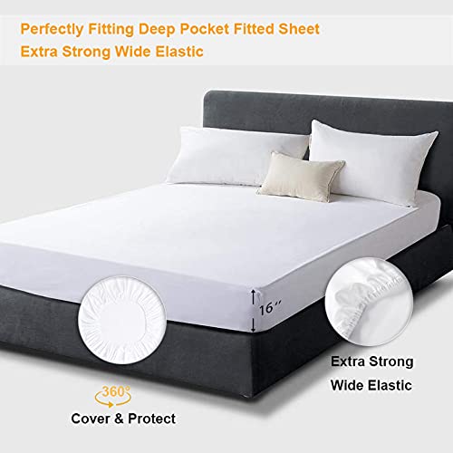 MILDLY 100% Long-Staple Cotton Fitted Sheet Only, Pure White Full Size Fitted Sheet, Bottom Sheet Wrinkle Free Elastic Mattress Protector Cover - Image 3