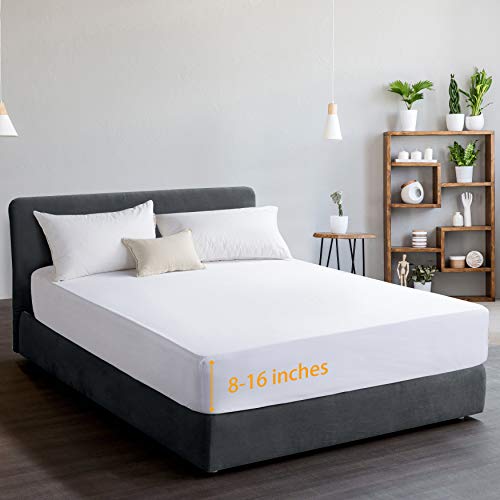 MILDLY 100% Long-Staple Cotton Fitted Sheet Only, Pure White Full Size Fitted Sheet, Bottom Sheet Wrinkle Free Elastic Mattress Protector Cover - Image 1