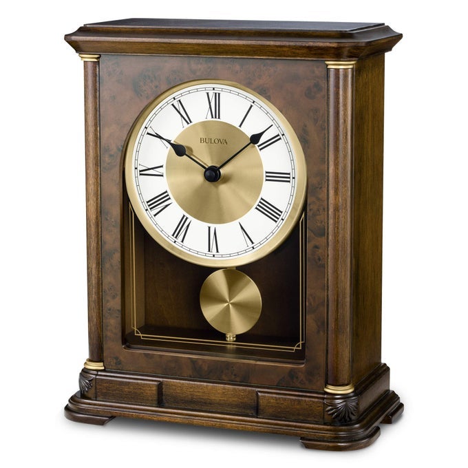 B1860 VANDERBILT MANTEL CLOCK WARM WALNUT 1225 X 9 X 475