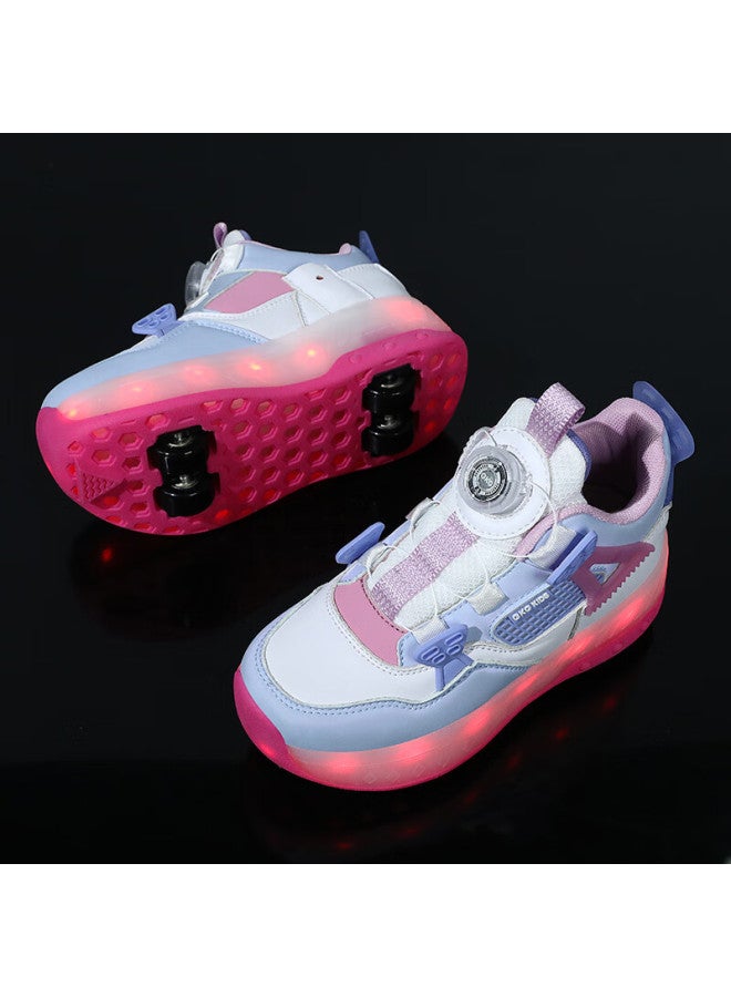 Bkg Girls' Sports Running Shoes Durable Roller Skating Youth Zyd23863-2b White Blue Purple Upgraded Sole Size 39 - Image 2