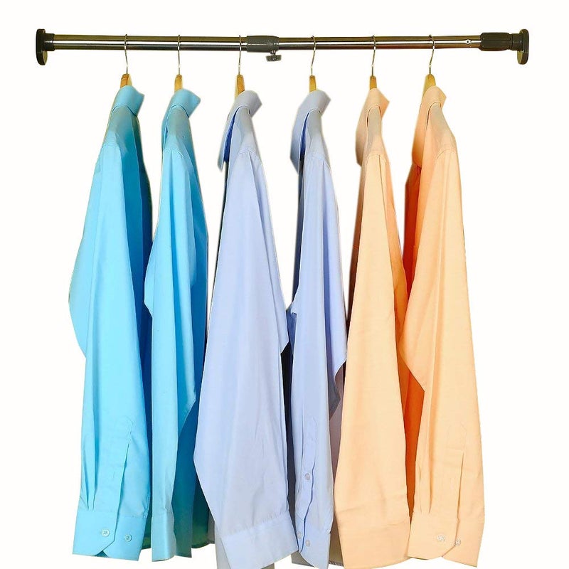 BAOYOUNI Adjustable Shower Curtain Rod Closet Wardrobe Tension Rail Window Curtain Hanging Bar 254mm Diameter for Bathroom Kitchen Balcony Grey 2847 Inches