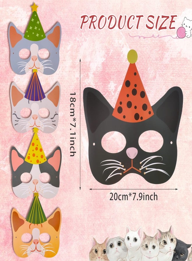 Civaner 24 Pcs Halloween Cat Kitten Party Favor Masks Party Favors Kitty Theme Birthday Decoration for Cats Meow Theme Birthday Supplies - Image 4