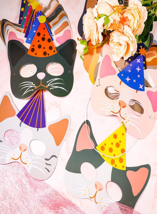 Civaner 24 Pcs Halloween Cat Kitten Party Favor Masks Party Favors Kitty Theme Birthday Decoration for Cats Meow Theme Birthday Supplies - Image 3