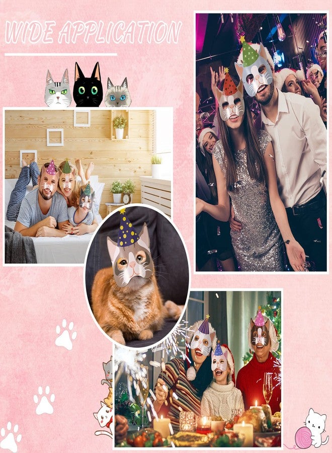 Civaner 24 Pcs Halloween Cat Kitten Party Favor Masks Party Favors Kitty Theme Birthday Decoration for Cats Meow Theme Birthday Supplies - Image 5