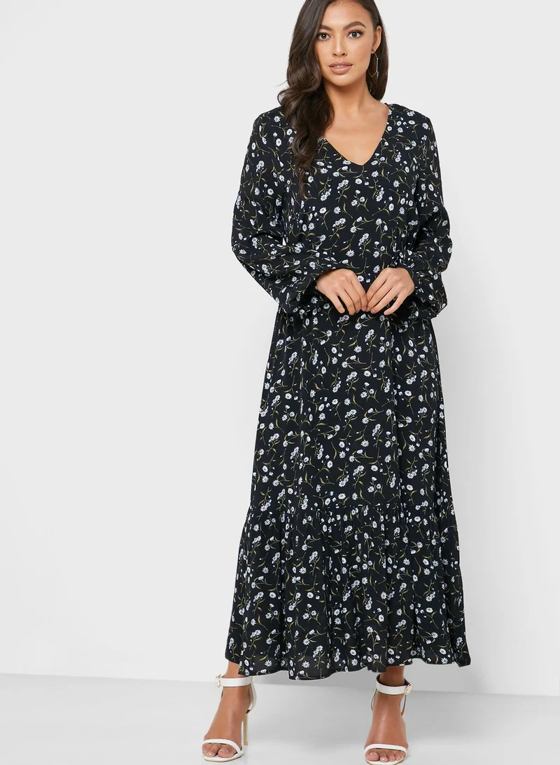 YAS Printed V-Neck Dress