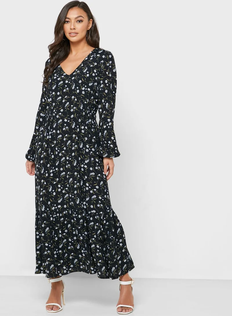 YAS Printed V-Neck Dress