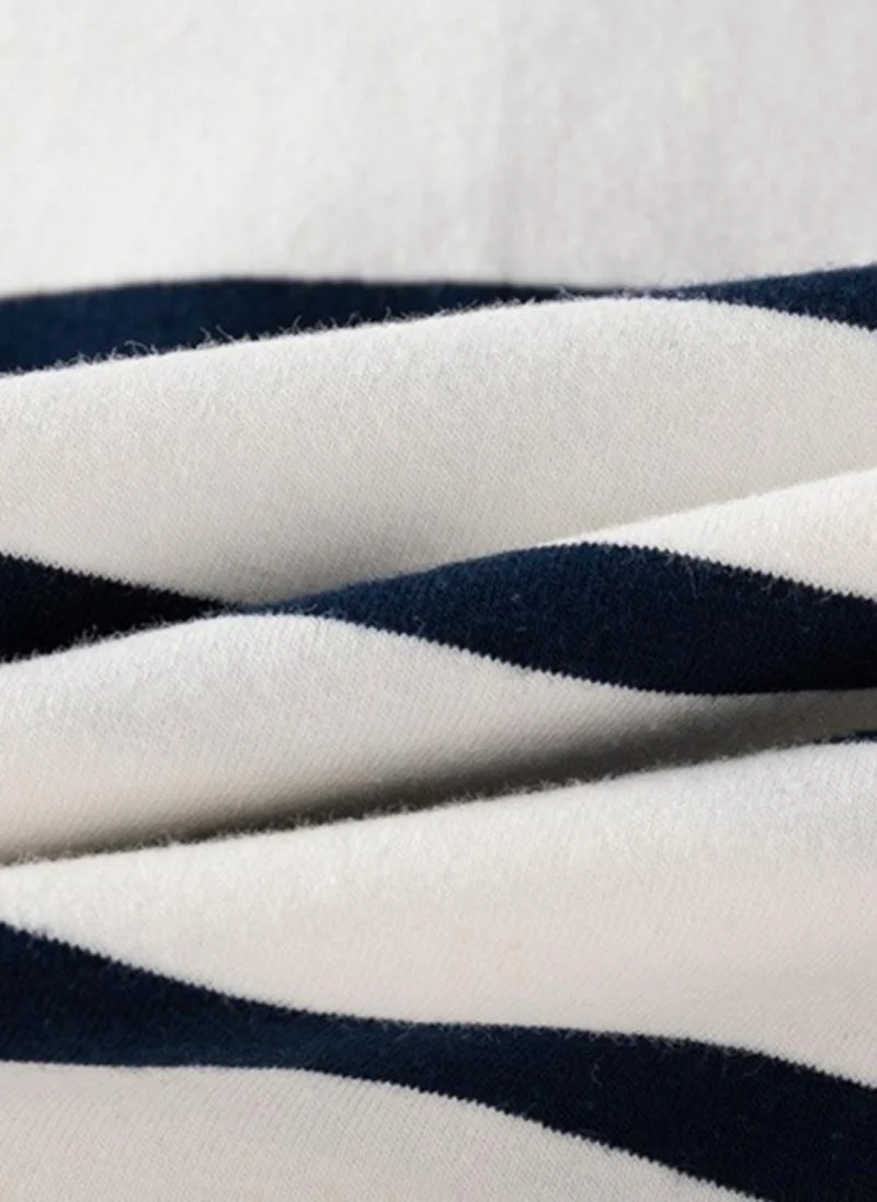 يونيكي White Striped Polo Neck Tshirt