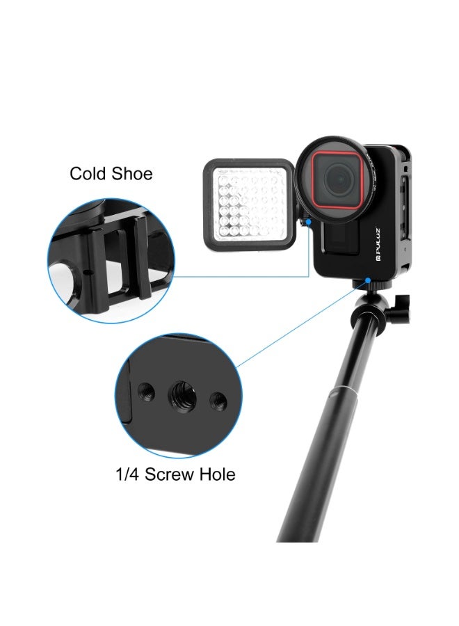 PULUZ For Insta360 Ace Pro / Ace PULUZ Metal Rabbit Cage Adapter Frame with 52mm UV Filter & Adapter Ring (Black) - Image 5