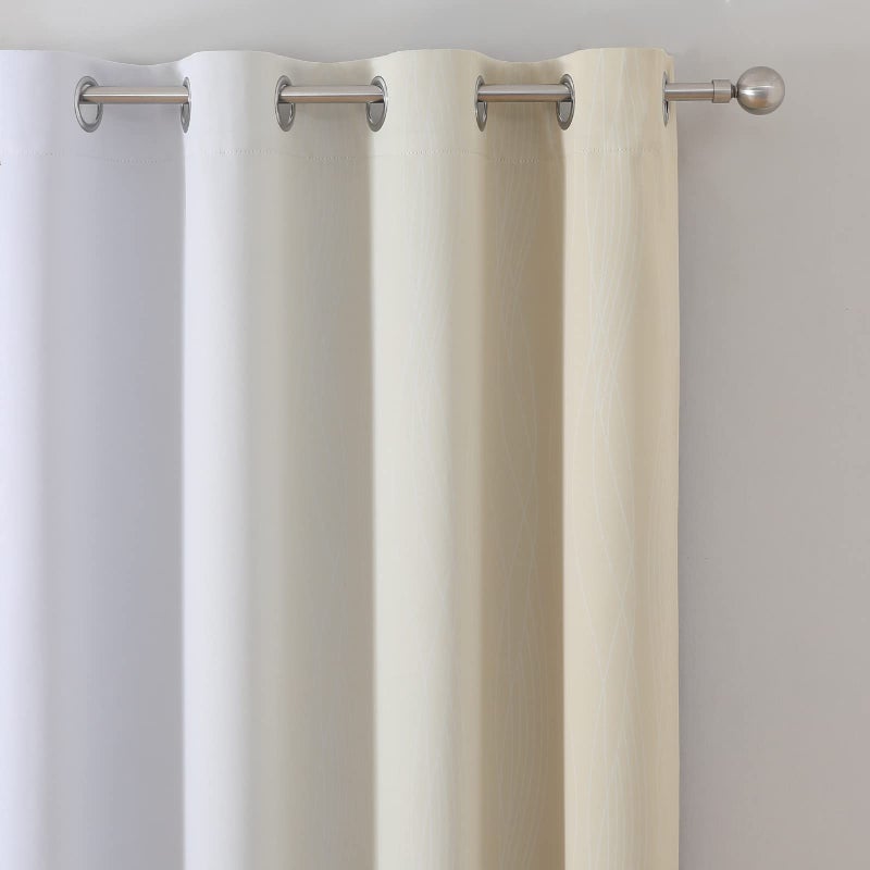Estelar Textiler Beige and Greyish White Blackout Curtains 108 Inches Long  Thermal Insulated Drapes for Bedroom  Full Light Blocking Energy Saving Long Curtains for Living Room  52Wx108L  2 Panels - Image 4
