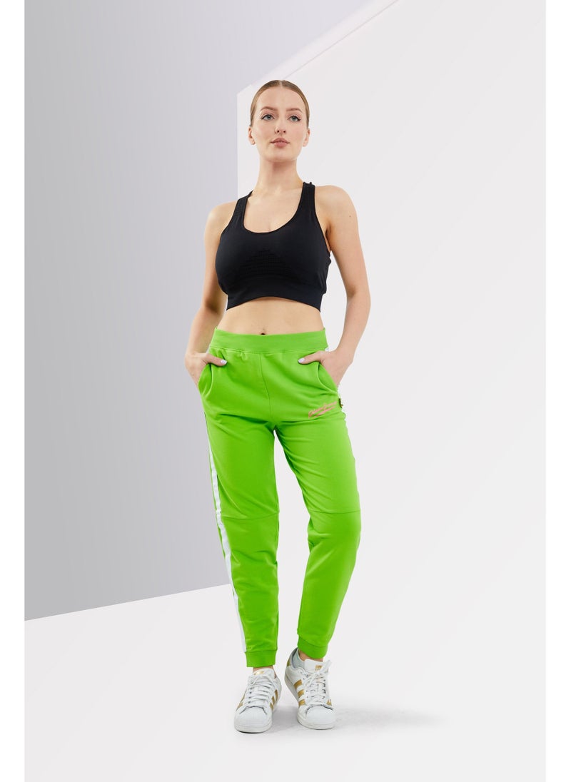 Plein Sport Women Sportswear Fit Brand Logo Training Pants, Lime Green  - Image 5