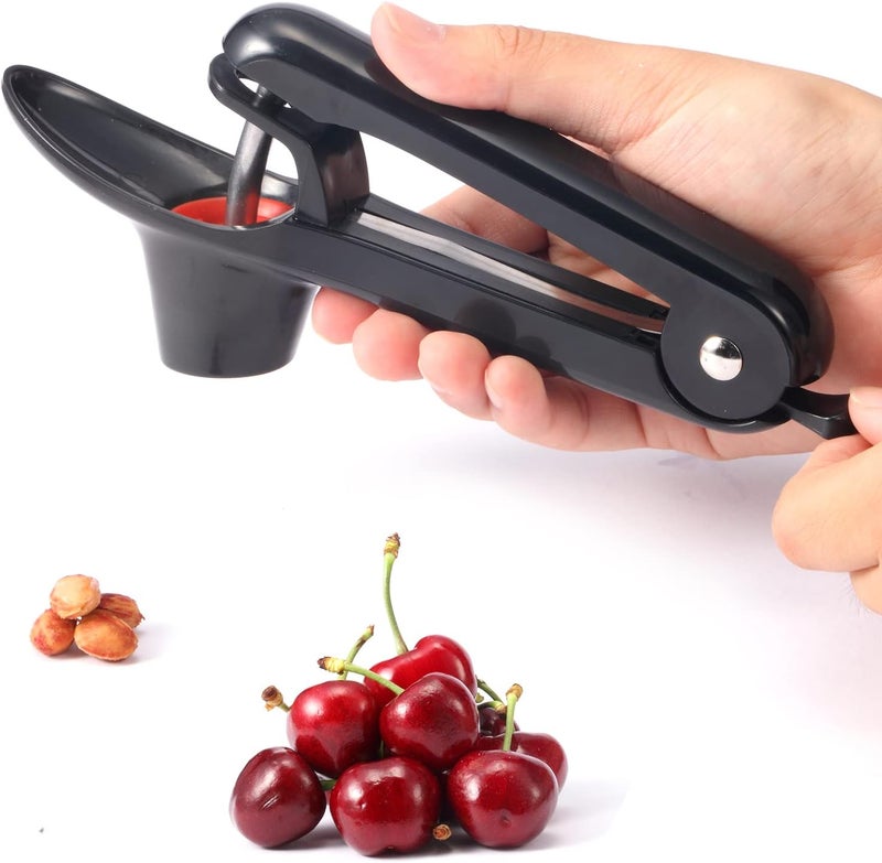 KABUDA 2 Packs Cherry Pitter Tools, Cherry Seed Core Remover Olives Pitter Tool, Stainless Steel Cherries Corer with Space-Saving Lock Design (Black & Green) - Image 3