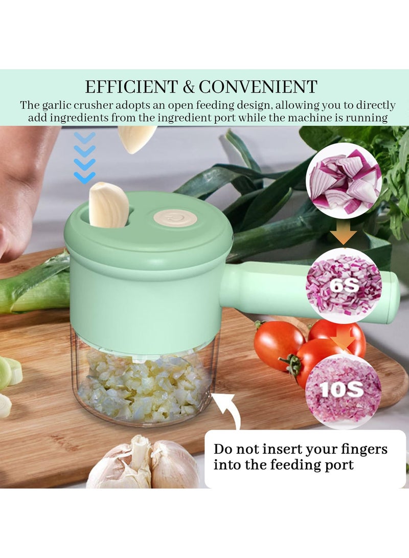 280 مل مفرمة خضروات لاسلكية متعددة الوظائف صغيرة محمولة باليد ، مفرمة طعام كهربائية للفواكه واللحوم والخضروات والمكسرات ومفرمة اللحم ومفرمة الخضار مع مقبض للمطبخ ، محضر طعام ، (أخضر) - Image 2