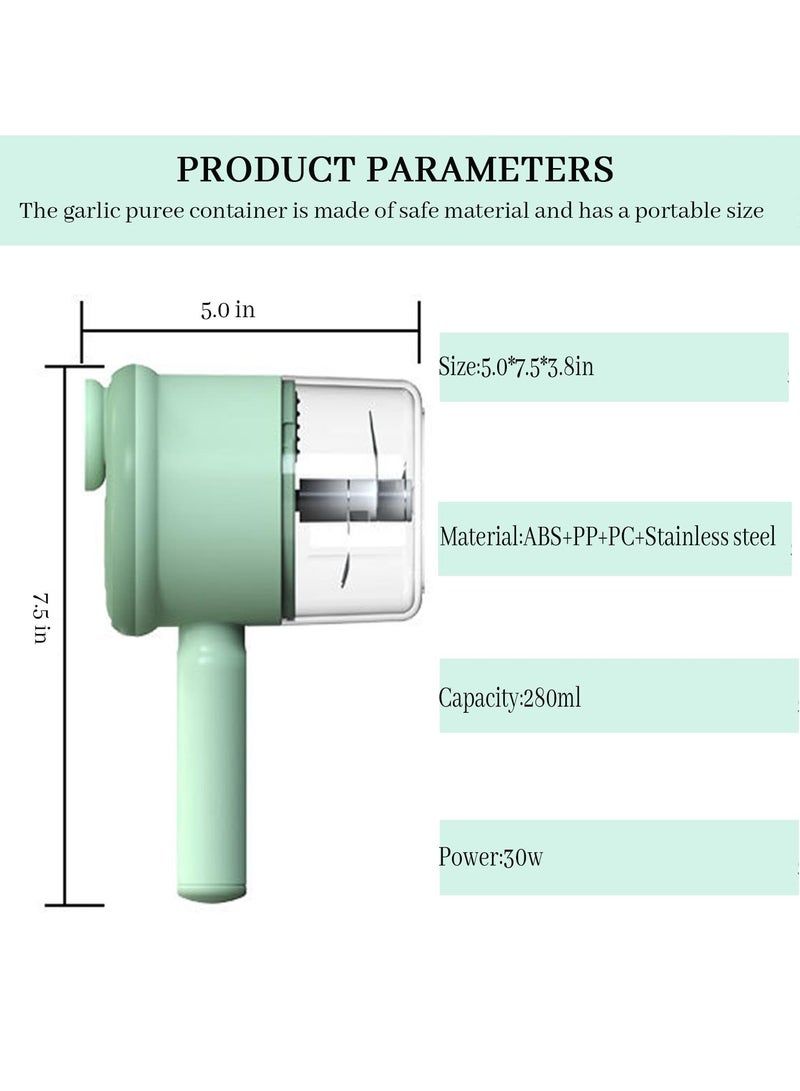 280 مل مفرمة خضروات لاسلكية متعددة الوظائف صغيرة محمولة باليد ، مفرمة طعام كهربائية للفواكه واللحوم والخضروات والمكسرات ومفرمة اللحم ومفرمة الخضار مع مقبض للمطبخ ، محضر طعام ، (أخضر) - Image 5