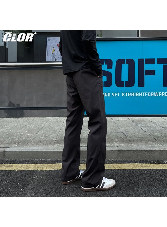 Clor American-style Micro-flared Pants For Men, Autumn And Winter Tactical Pants, Slanted Straight-leg Casual Sports Tapered Trousers Cl91 Black M - Image 3