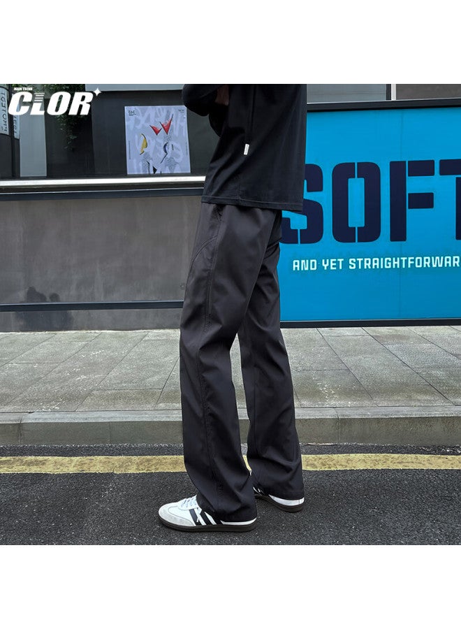 Clor American-style Micro-flared Pants For Men, Autumn And Winter Tactical Pants, Slanted Straight-leg Casual Sports Tapered Trousers Cl91 Black M - Image 2