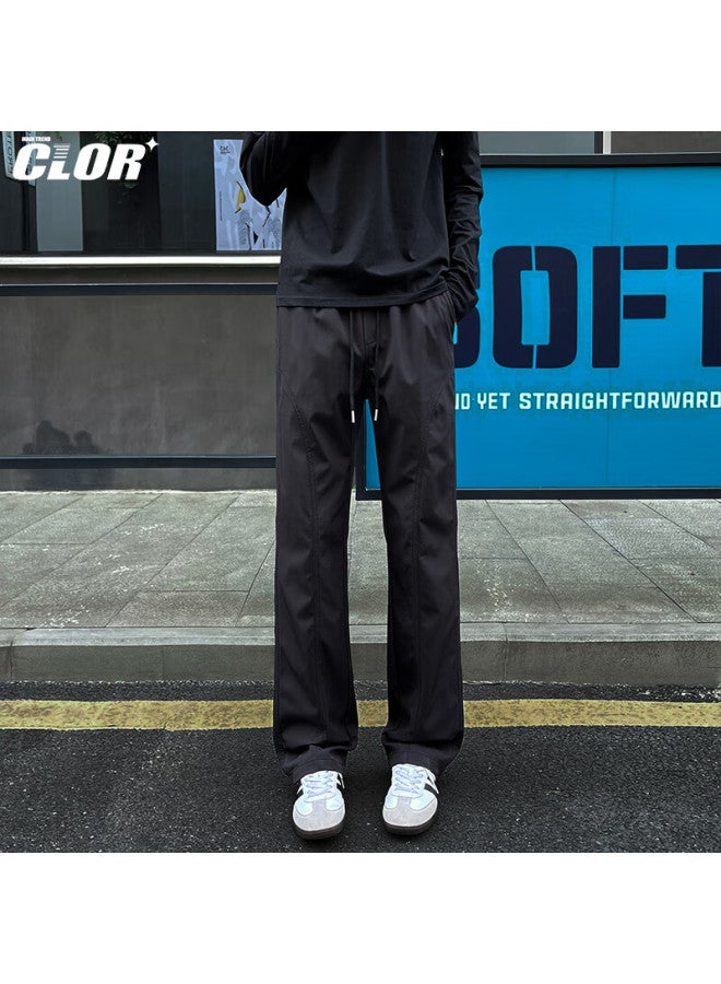 Clor American-style Micro-flared Pants For Men, Autumn And Winter Tactical Pants, Slanted Straight-leg Casual Sports Tapered Trousers Cl91 Black M - Image 5