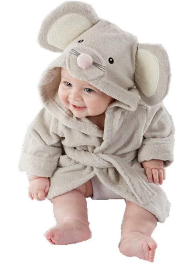 SZCQ Baby Boy Bathrobe Hooded Girl Bath Towels Wash Waddle Mouse Bath robe Preterm Newborn towel Terry 0-18 Month (Grey, S) - Image 1