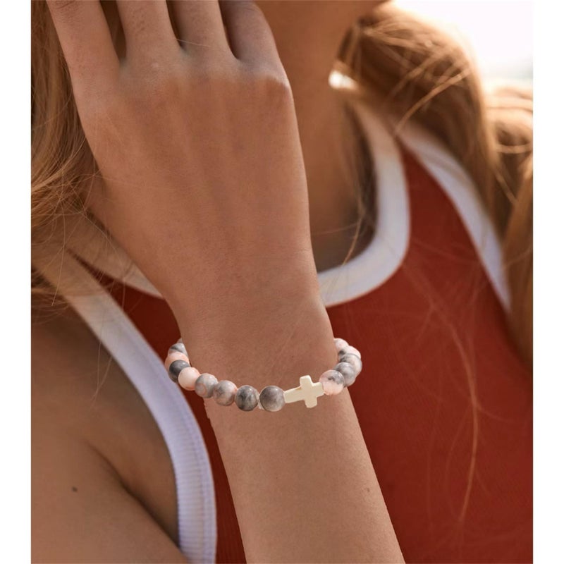 Bovemee Teen Girl Boys Mens Gifts, Natural Stone Cross Bracelets Trendy Stuff Inspirational Gifts Ideas Bracelet&Card Inspirational gifts for Daughter Son, Husband-Birthday Graduation Retirement Christmas - Image 4