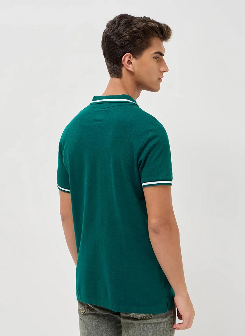 Urbano Fashion  Urbano Fashion Men's Teal Green Solid Regular Fit Half Sleeve Cotton Polo T-Shirt for Men | Best Price UAE