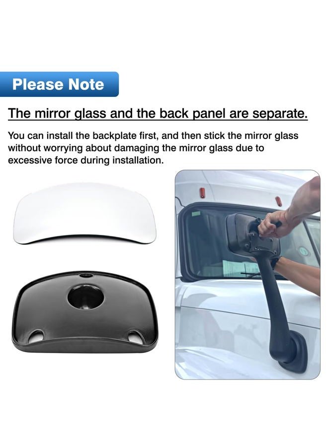 TOP-MAX Hood Mirror Glass Passenger Side Compatible with 2008-2017 Freightliner Cascadia, Semi Trucks Hood Mirror Assembly, Wide Angle Convex Glass with Backing Plate - Image 3
