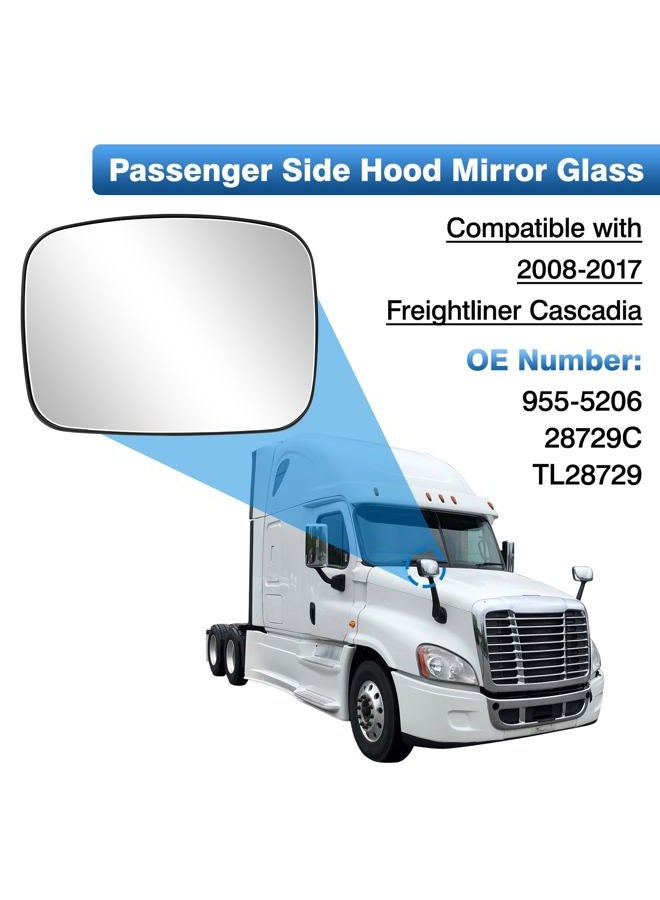 TOP-MAX Hood Mirror Glass Passenger Side Compatible with 2008-2017 Freightliner Cascadia, Semi Trucks Hood Mirror Assembly, Wide Angle Convex Glass with Backing Plate - Image 2