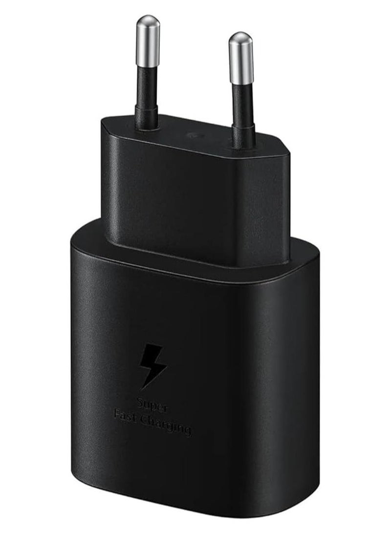 25W Super Fast USB-C Compatible Charging Adapter (EU Plug) Black