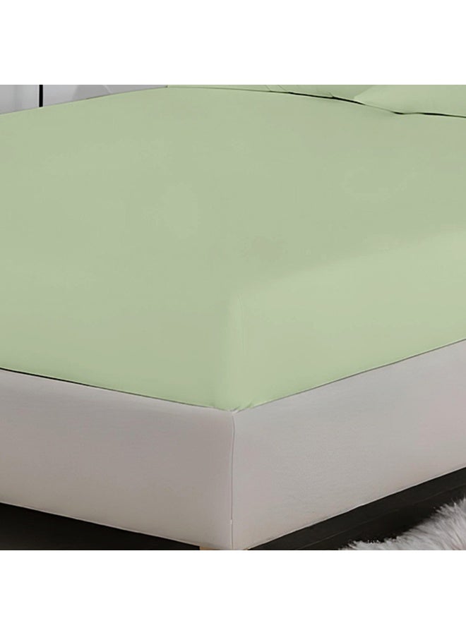 Rest 3-Piece Mint Green Plush 90x200+20cm Fitted Bedsheet Set Includes 1 Deep Pocket Fitted Bedsheet and 2 Pillow Covers, Breathable and Machine Washable  - Image 2