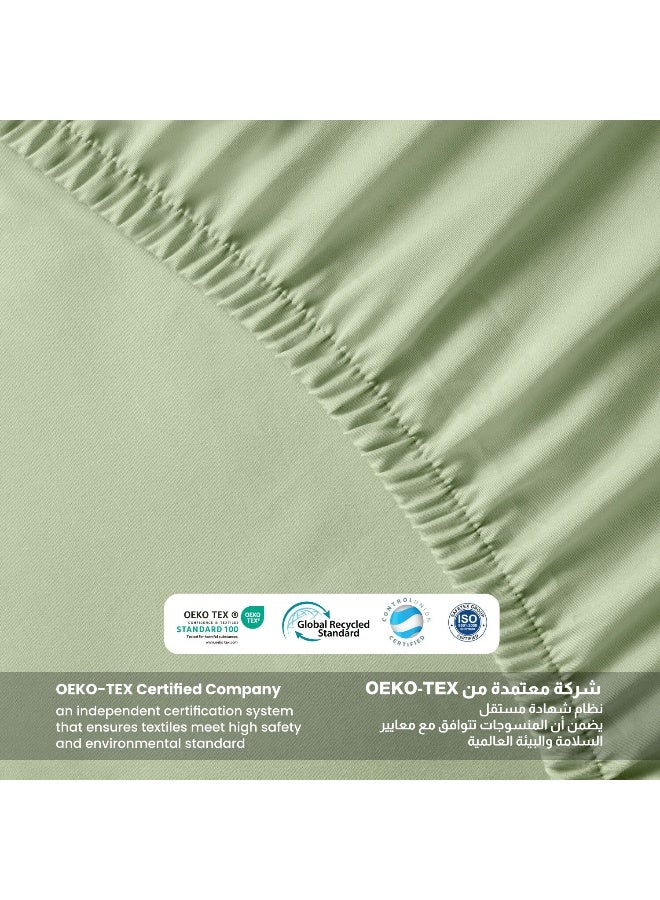 ريست REST 3-Piece Mint Green Plush 90x200+20cm Fitted Bedsheet Set Includes 1 Deep Pocket Fitted Bedsheet and 2 Pillow Covers, Breathable and Machine Washable - Image 4