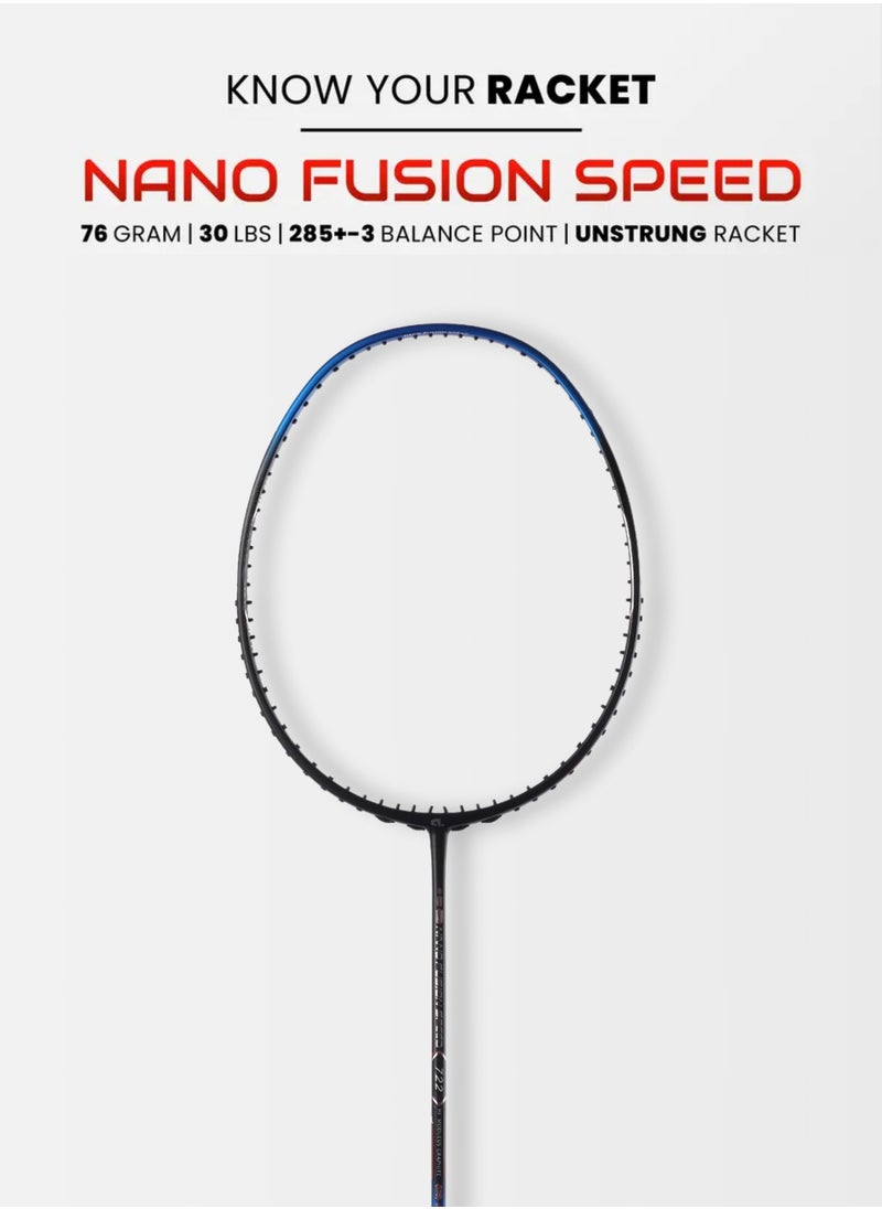 Apacs Nano Fusion Speed 722 Graphite Unstrung Badminton Racket with Full Racket Cover | For Intermediate Players | 76 grams | Maximum String Tension - 30lbs  - Image 2