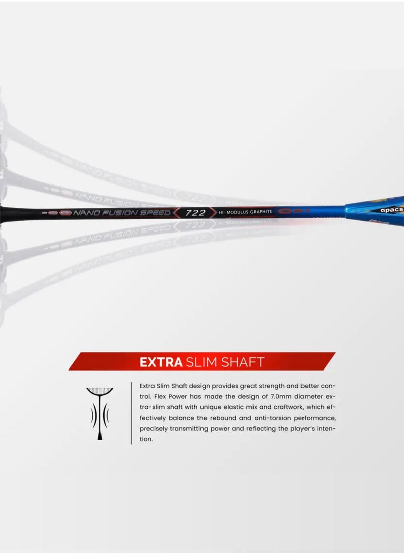 Apacs Nano Fusion Speed 722 Graphite Unstrung Badminton Racket with Full Racket Cover | For Intermediate Players | 76 grams | Maximum String Tension - 30lbs  - Image 4