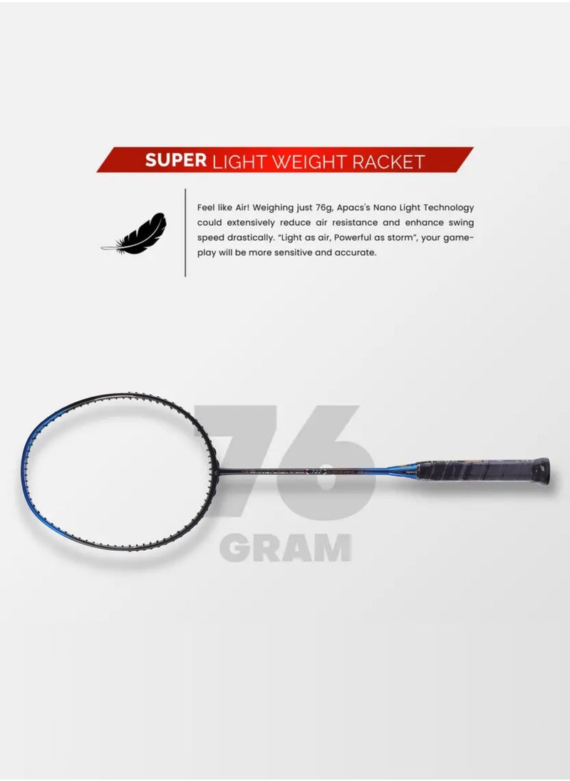 Nano Fusion Speed 722 Graphite Unstrung Badminton Racket with Full Racket Cover | For Intermediate Players | 76 grams | Maximum String Tension - 30lbs