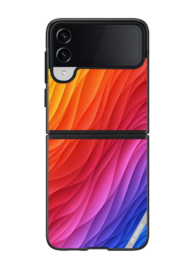 VR CREATIVE Protective Case Cover For Samsung Galaxy Z Flip4 Layers Design Multicolour - Image 1