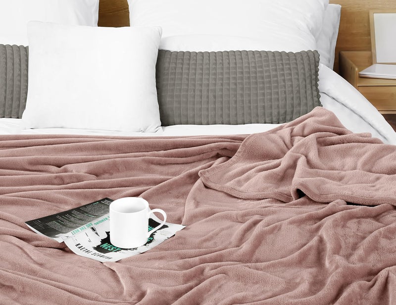 Utopia Bedding Rose Pink Fleece Blanket King Size Lightweight Fuzzy Soft Anti-Static Microfiber Bed Blanket (90x102 Inch) - Image 2