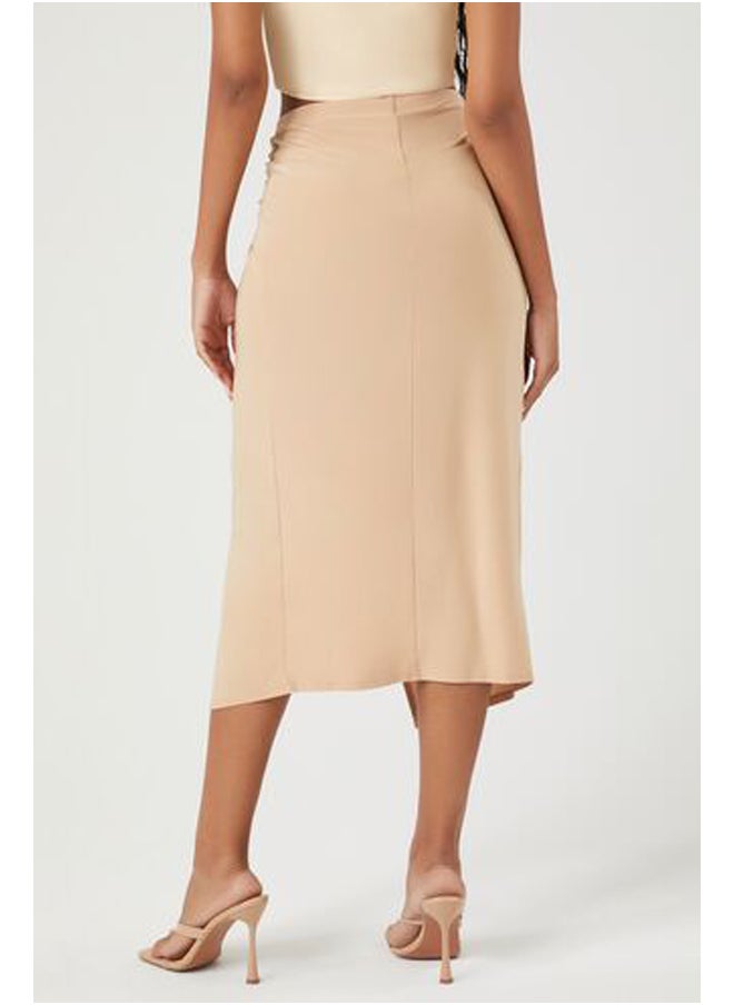 FOREVER 21 Ruched Twisted Slit Midi Skirt  - Image 4