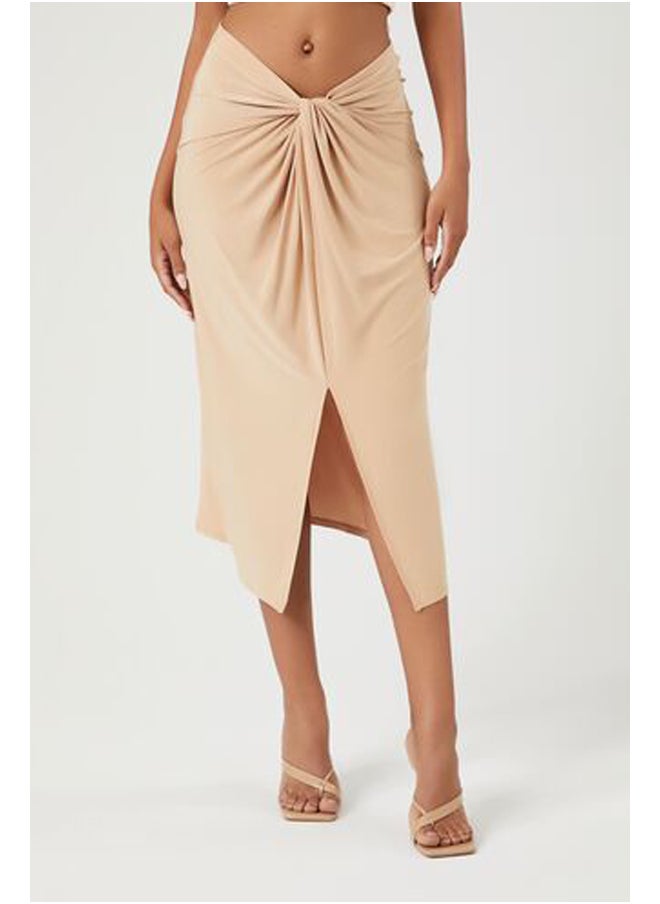 FOREVER 21 Ruched Twisted Slit Midi Skirt  - Image 2