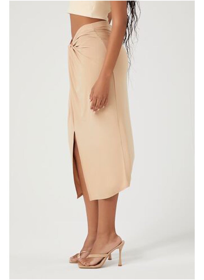 FOREVER 21 Ruched Twisted Slit Midi Skirt  - Image 3
