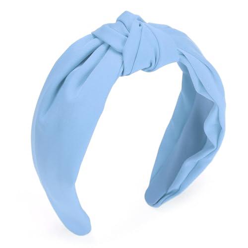 Etercycle Headband for Women, Knotted Wide Headband, Yoga Hair Band Fashion Elastic Hair Accessories for Women (Light Blue) - Image 1