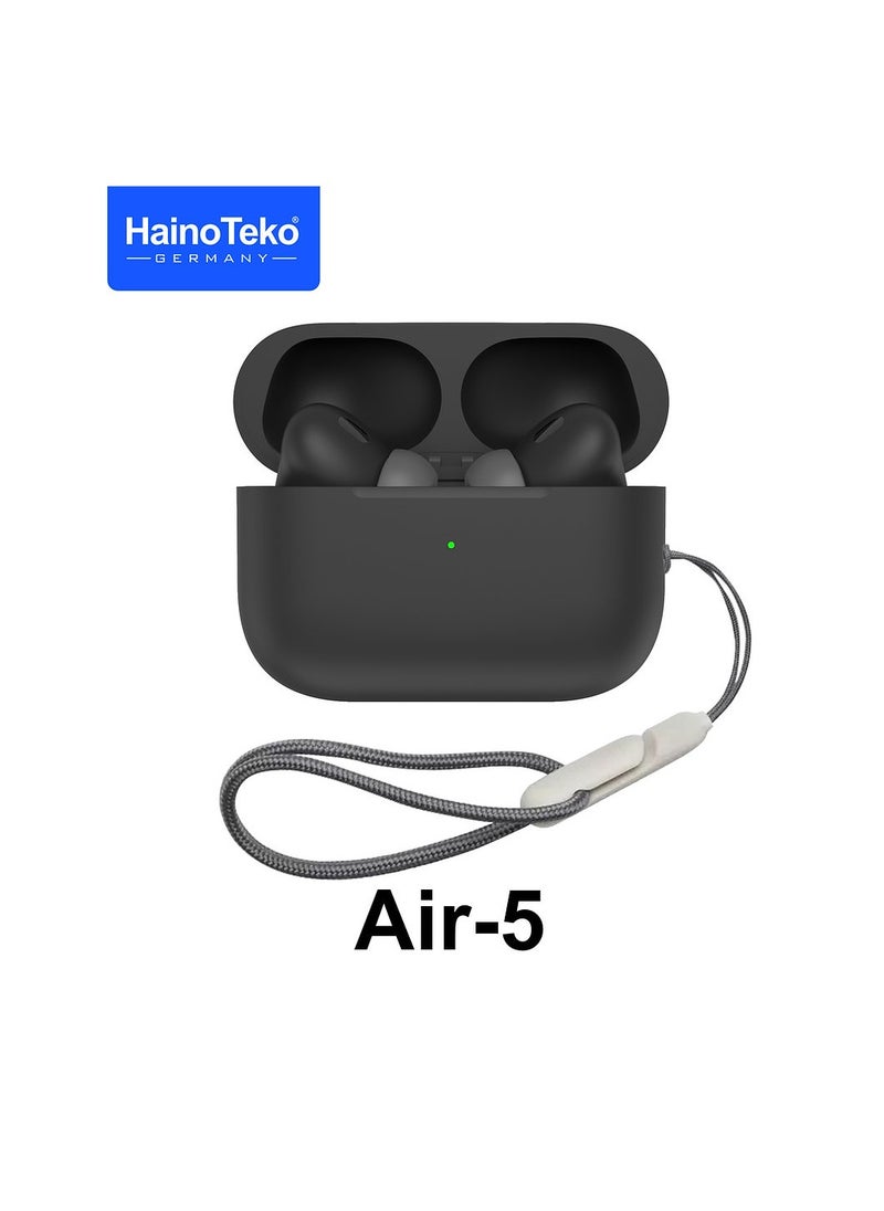 Haino Teko Haino Teko GERMANY Air-5 Bluetooth Earbuds - Premium Sound, Deep Bass, True Wireless Earphones - Lightweight Design - Crystal Clear Calls - Free Protective Cover - Compatible with Android & iOS, Black  - Image 1