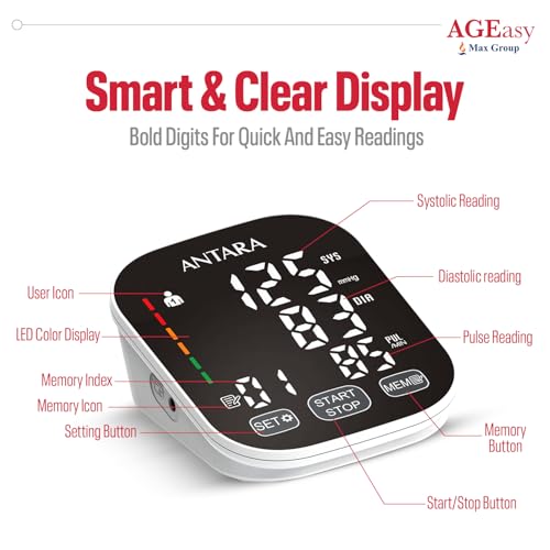 AGEasy Antara AGEasy (Max Group) Fully Automatic One Touch Digital Blood Pressure Monitoring Device | BP Apparatus for Home | Portable Digital BP Check Machine for Hypertension & Managing Heart Health | Smart & Clear Display for Easy Reading - Image 4