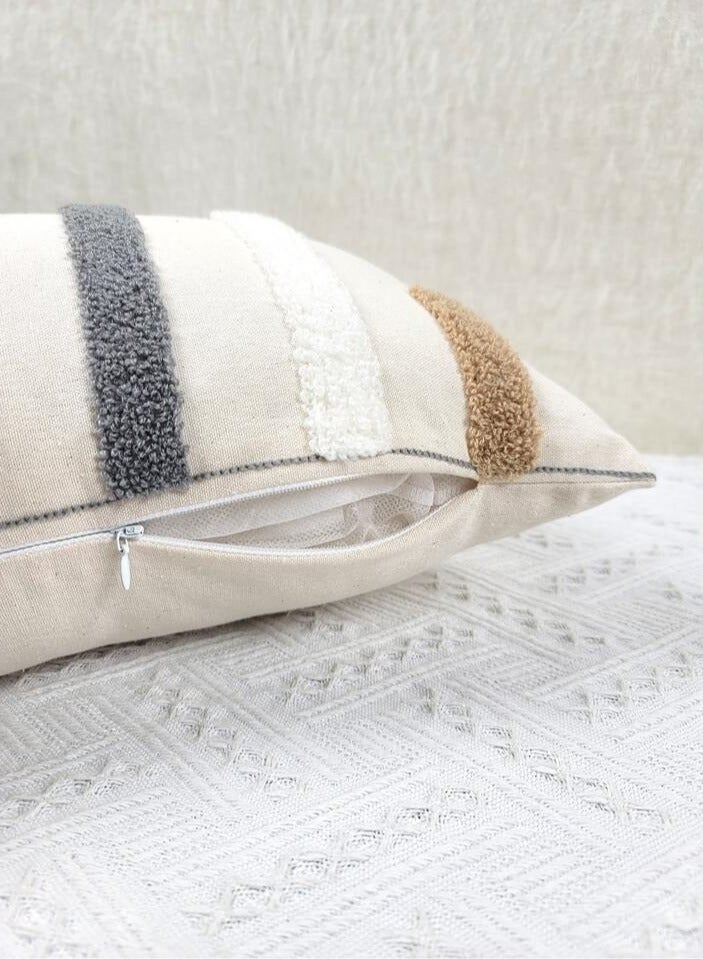 AL-HRAER One Piece Of Embroidered Cotton Cushion Cover with Bohemian Embroidered And Furry Patterns Soft And Elegant And Modern Feeling Without Filling - Image 4