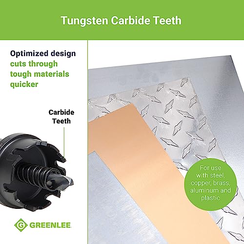 Greenlee قاطع ثقوب من كربيد التنجستن بقطر 7/8" من جرينلي 625-7/8"، متين من قطعة واحدة ل conduit بقطر 1/2"، منشار ثقوب لقطع المعادن من الفولاذ المقاوم للصدأ بقطر 7/8" بأسنان كربيد التنجستن - Image 5